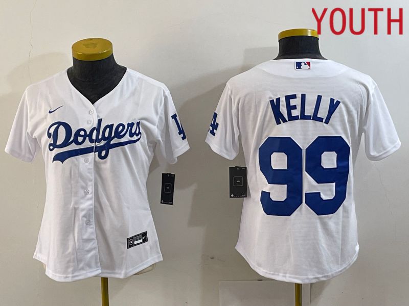Youth Los Angeles Dodgers 99 Kelly White 2024 Nike Game MLB Jersey style 1